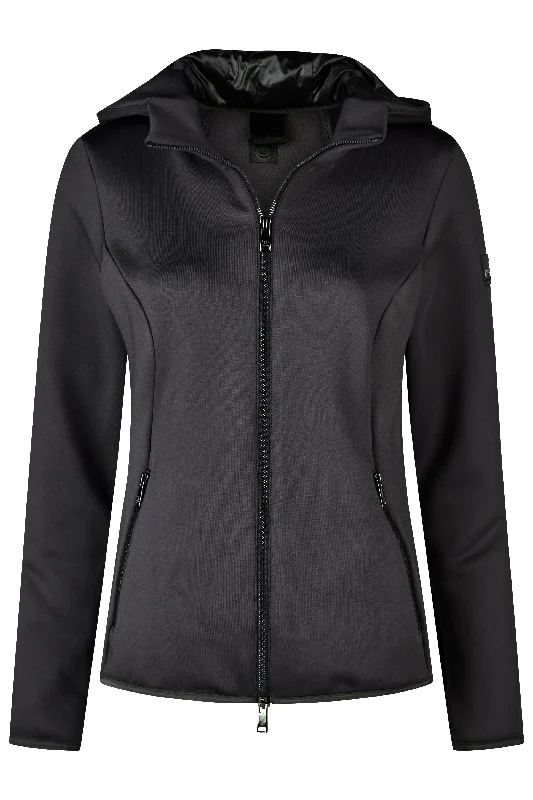 Pikeur Ladies Fleece Jacket Wismar Black One-Shoulder Jacket Off-the-Shoulder Jacket Asymmetrical Jacket