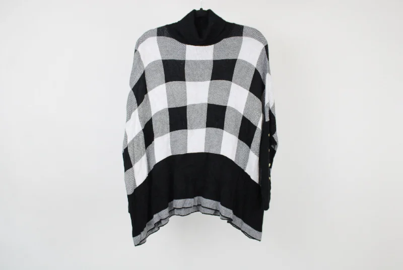 Joseph A Soft Plaid Turtle Neck Sweater | XL Houndstooth Herringbone Solid