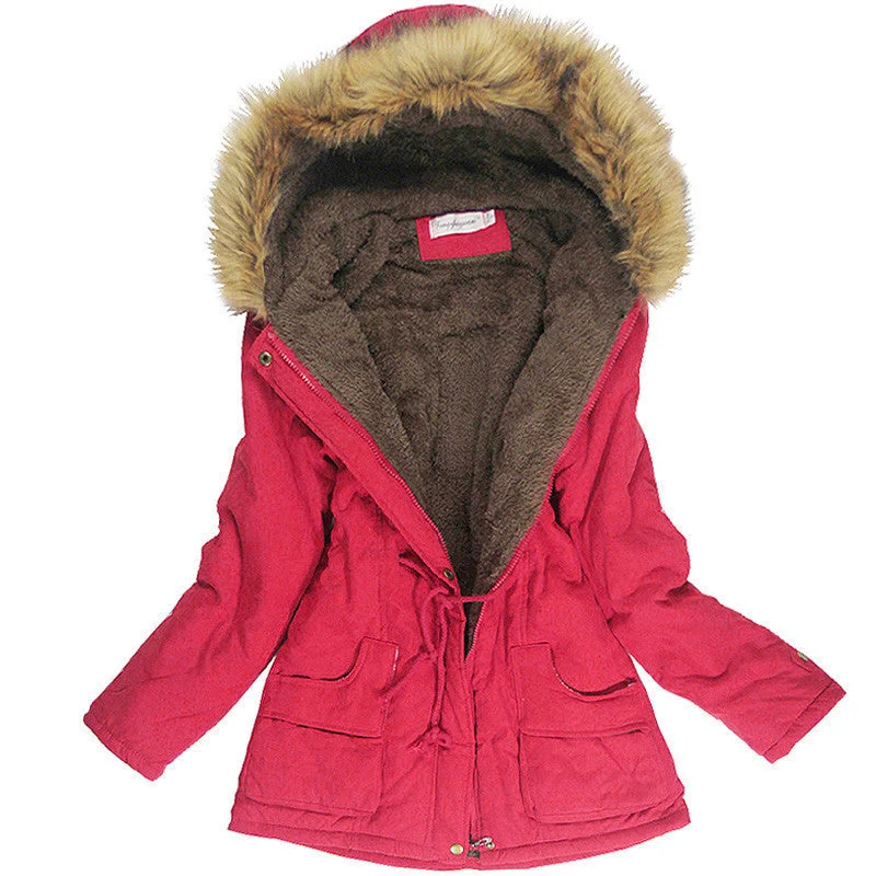 Jacket Women Faux Fur Collar Womens Coats Long Down Parka Hoodies Parkas Warmer Classical Jackets Thermal Padded Parka Jacket