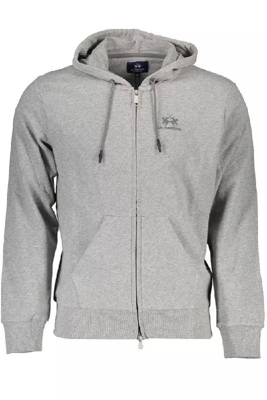 Gray Cotton Men Sweater Hooded Sweater Collared Sweater Shawl Collar