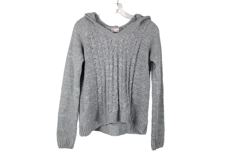 SO Gray Knit Hooded Sweater | XS Fleece Sweater Nylon Polyester
