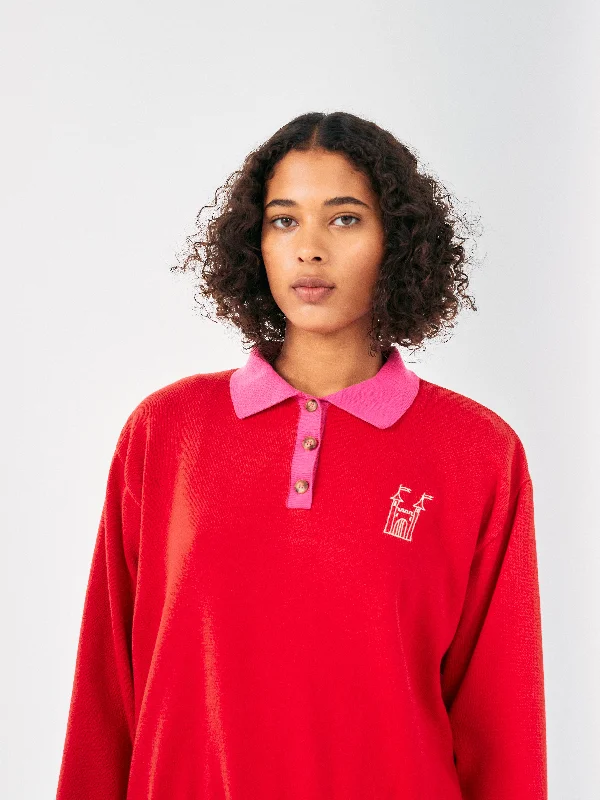Colour Block Faraway Castle Polo Jumper Terry Blend Velvet Blend Canvas Blend