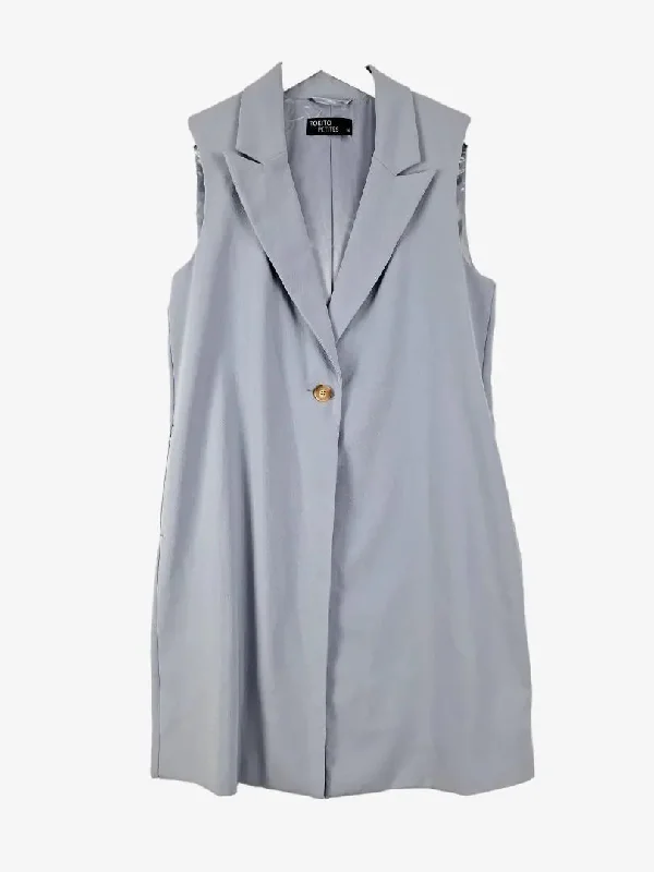 Tokito Blue Edgy Sleeveless Blazer Dress Size 10 Women's Short Blazer