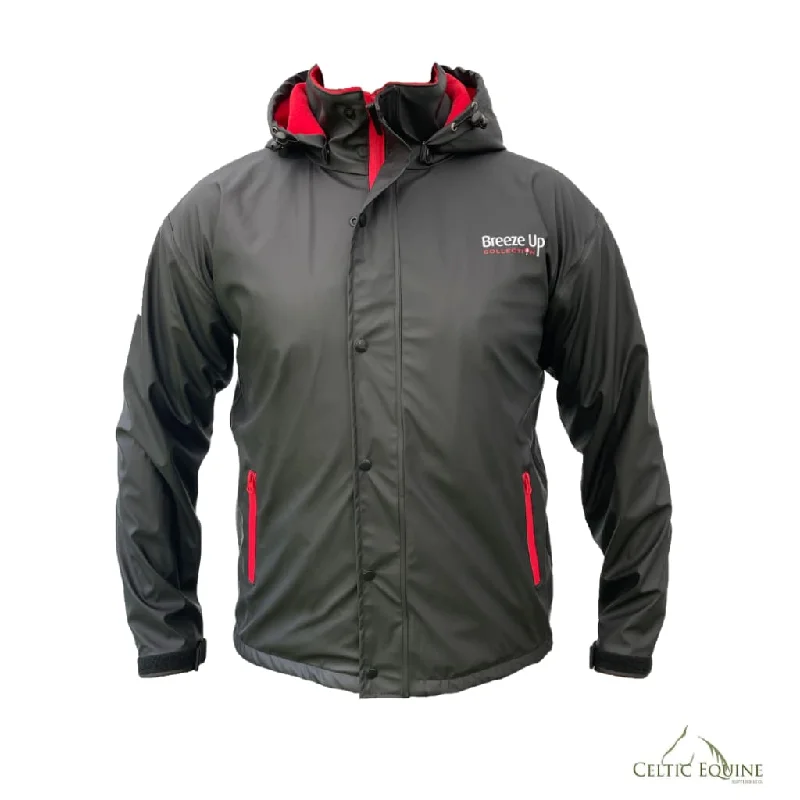 Breeze Up Monsoon Winter Waterproof Jacket Black Cotton Fabric Linen Fabric Terry Fabric