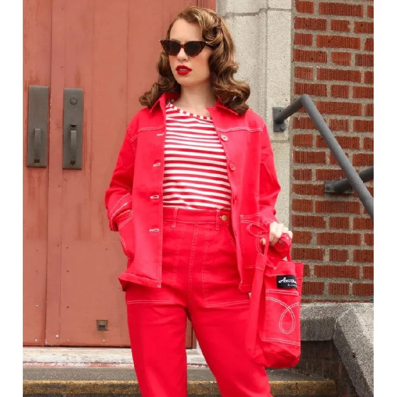 Star Struck Clothing Midge Jean Jacket in Red Satin Jacket Silk Jacket Chiffon Jacket Star Struck Clothing Midge Jean Jacket in Red Satin Jacket Silk Jacket Chiffon Jacket