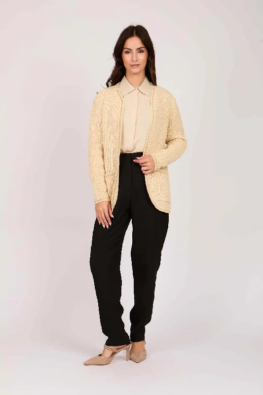 Cardigan Notch Collar Peter Pan Collar Cowl Neck