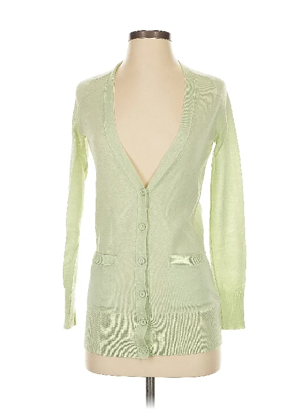 Wool Cardigan Solid Print Embellished