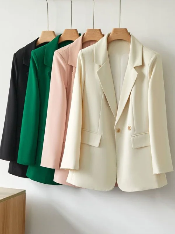 Blazers Women Solid Double-Breasted Simple Classic Soft Elegant Simple All-match Comfortable Elegant Chic Coats Fashion Top New Women's High-End Blazer Blazers Women Solid Double-Breasted Simple Classic Soft Elegant Simple All-match Comfortable Elegant Chic Coats Fashion Top New Women's High-End Blazer