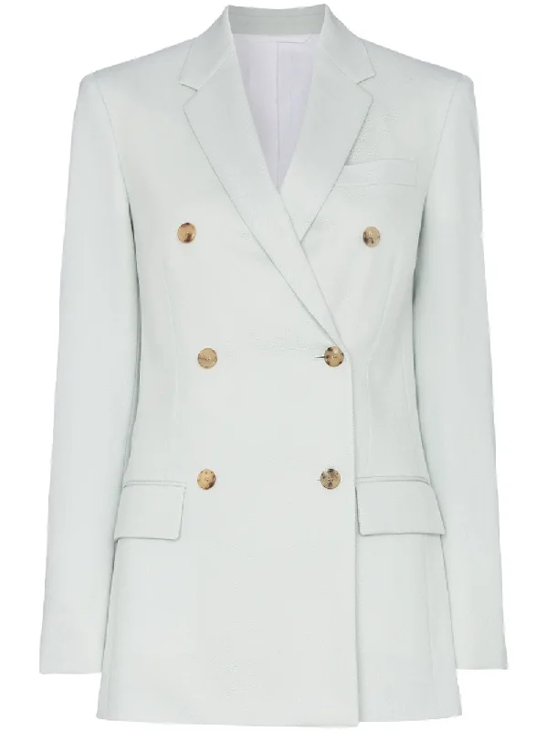 Double-Breasted Blazer Cotton Blend Blazer
