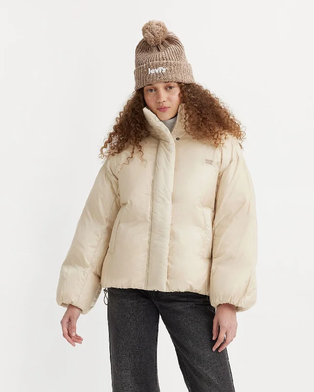 Levi's® Womens Pillow Bubble Shorty Puffer Jacket - Almond Milk Jacket Blazer Coat