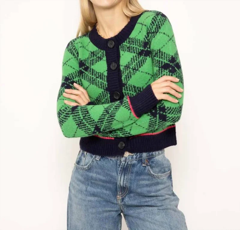 Goldie Plaid Cardigan In Green Oversized Loose Flowy