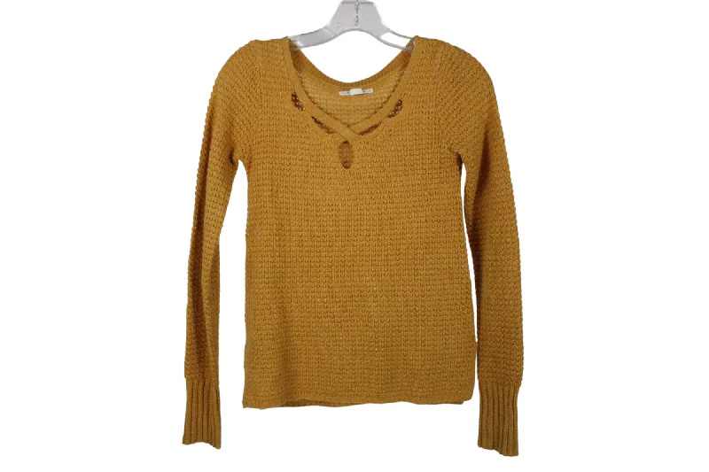 Aeropostale Yellow Shimmer Sweater | XS Long Sweater Short Sweater Cropped Sweater