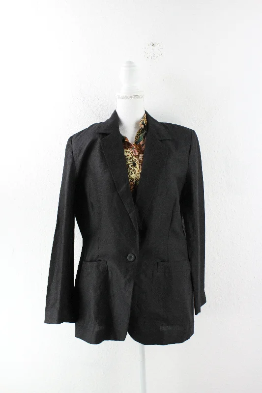 Vintage Black Partners Blazer (M) Cotton Blend Blazer
