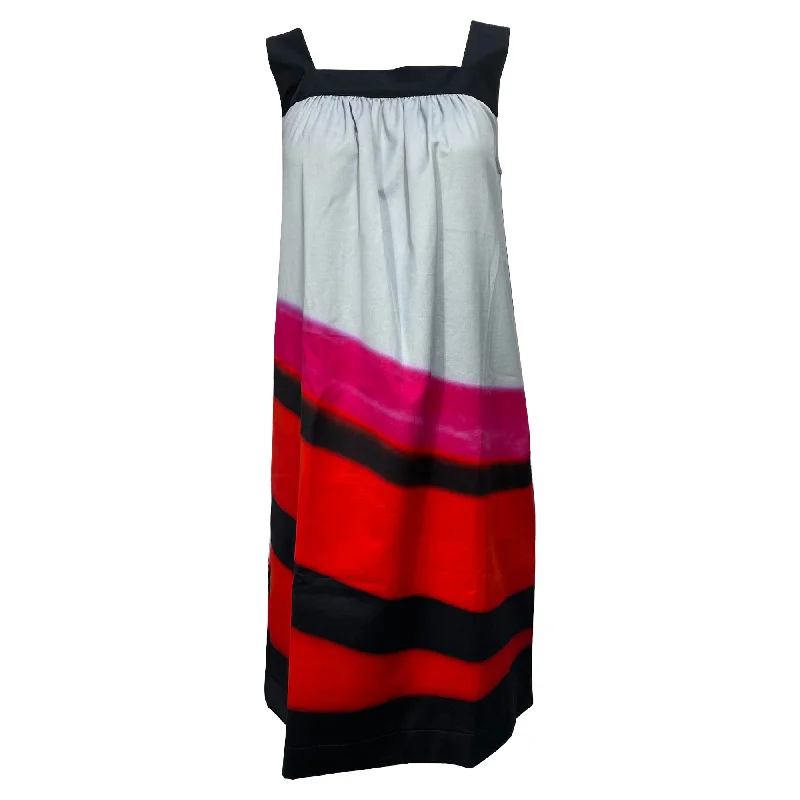 Dries Van Noten x Len Lye Square-Neck Knee-Length Dress in Multicolor Cotton