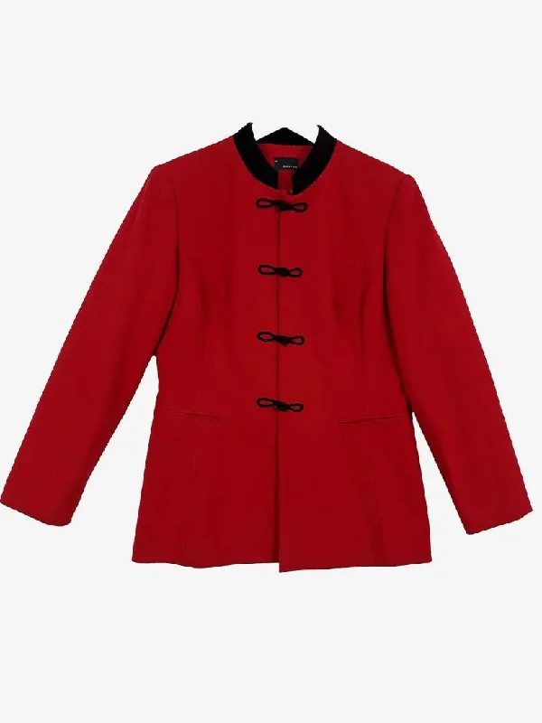 Dolina Vintage Crimson Mandarin Toggle Blazer Size M Women's Professional Jacket