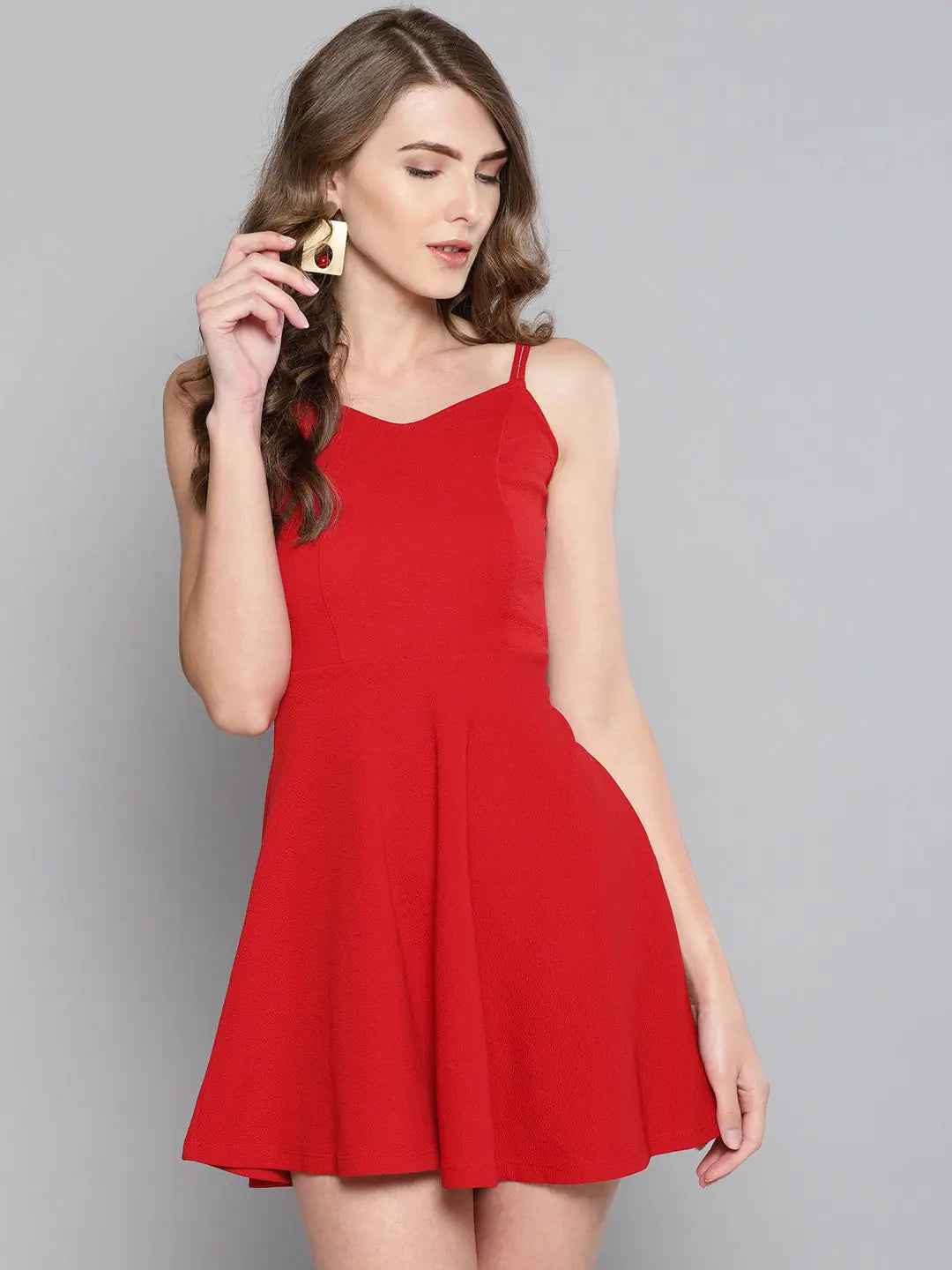 Veni Vidi Vici Red String Back Skater Dress