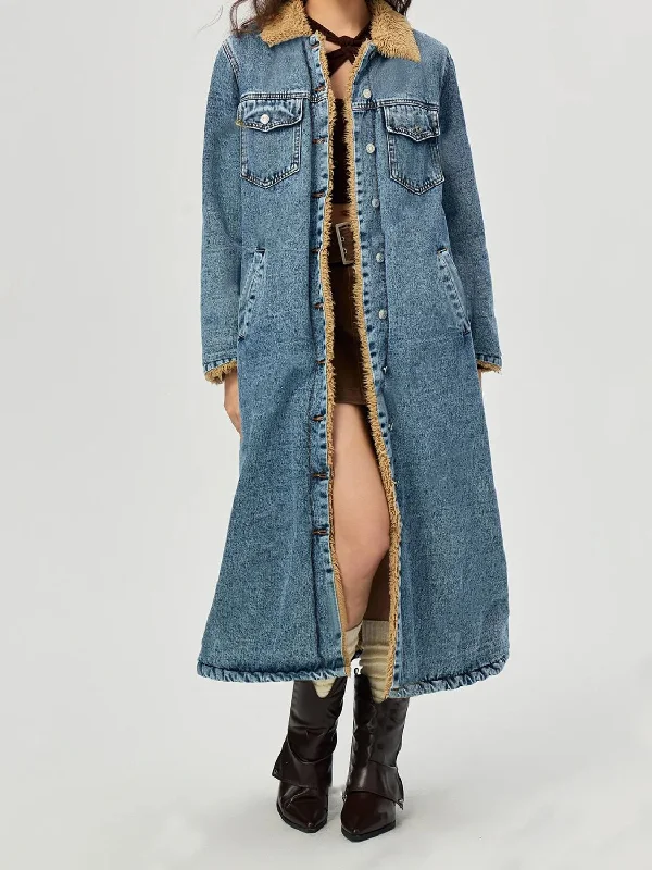 Hazel Blues® | Pocketed Button Up Denim Jacket with Fur Lining Nylon Jacket Polyester Jacket Spandex Jacket Hazel Blues® | Pocketed Button Up Denim Jacket with Fur Lining Nylon Jacket Polyester Jacket Spandex Jacket