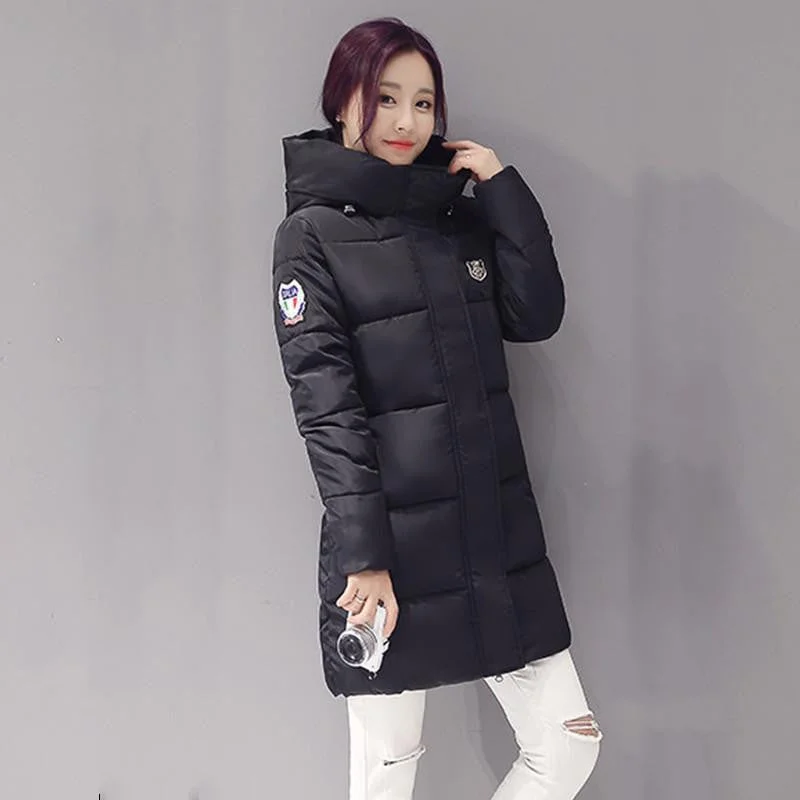 Women's Fashion Down Warm Coats Arrival Fashion Long sleeve Hooded Jackets Slim Style Casual Parka Coat Classic Thick Winter Parka