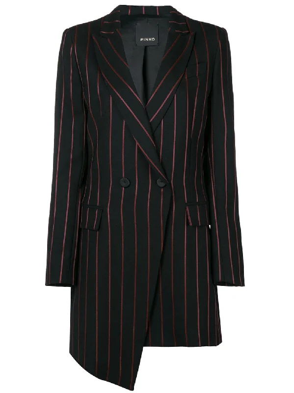 Moris pinstripe asymmetric blazer Women's Warm Suit