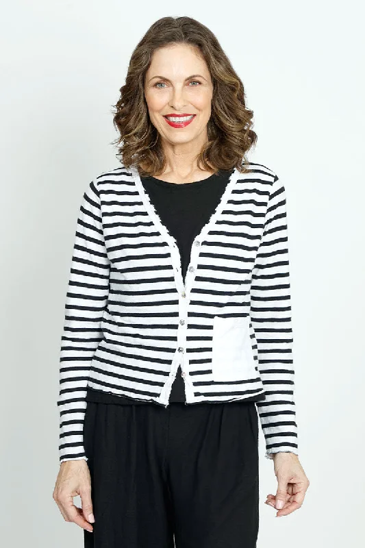 Organic Rags Stripe Crop Cardigan Cotton Fabric Linen Fabric Terry Fabric