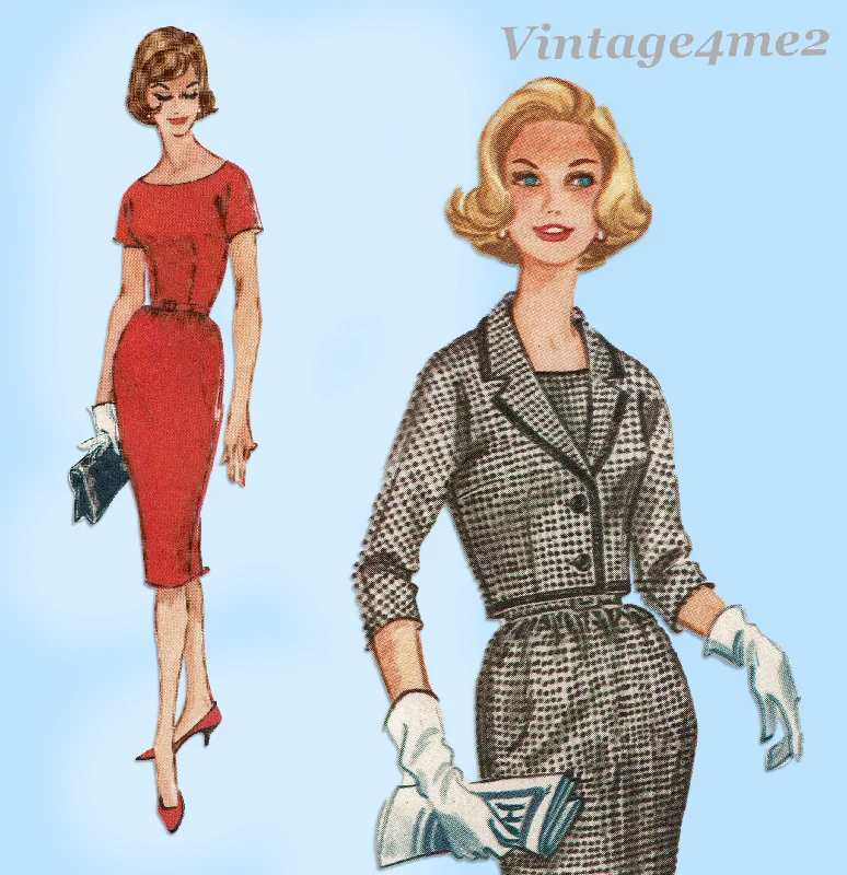 1960s Vintage McCalls Sewing Pattern 5507 Uncut Misses Dress & Jacket 36B A-Line Jacket Boat Neck Shawl Collar