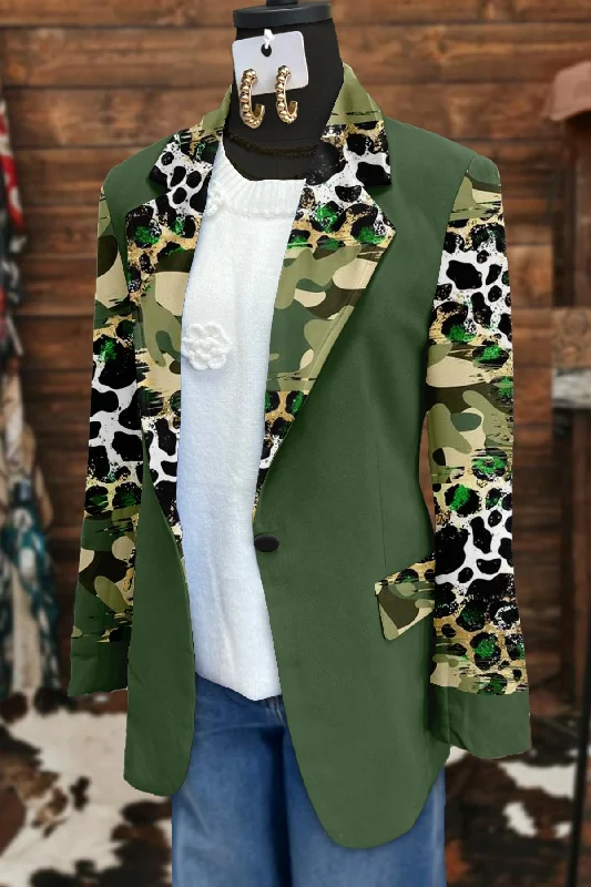 Classic Camouflage Milk Print Blazer Women's Vacation Suit