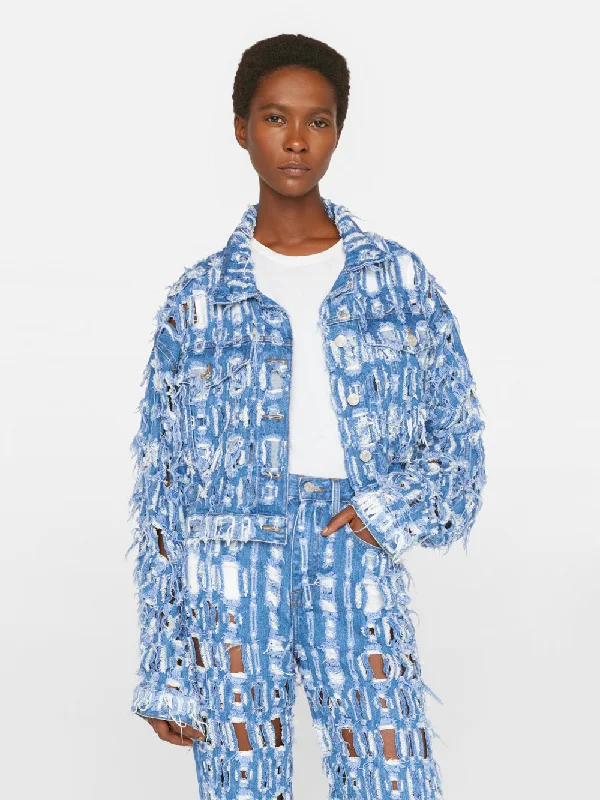 Cropped Oversized Jacket -- Blueprint Frays Fitted Jacket Loose Jacket Oversized Jacket