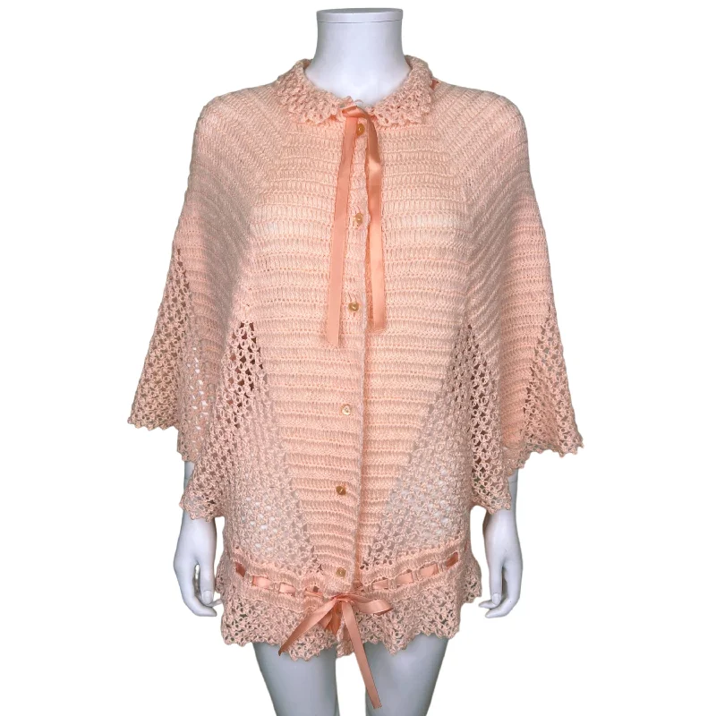 Vintage Bed Jacket Crochet Pink Wool 1920s 30s Boat Neck Shawl Collar Notched Collar Vintage Bed Jacket Crochet Pink Wool 1920s 30s Boat Neck Shawl Collar Notched Collar