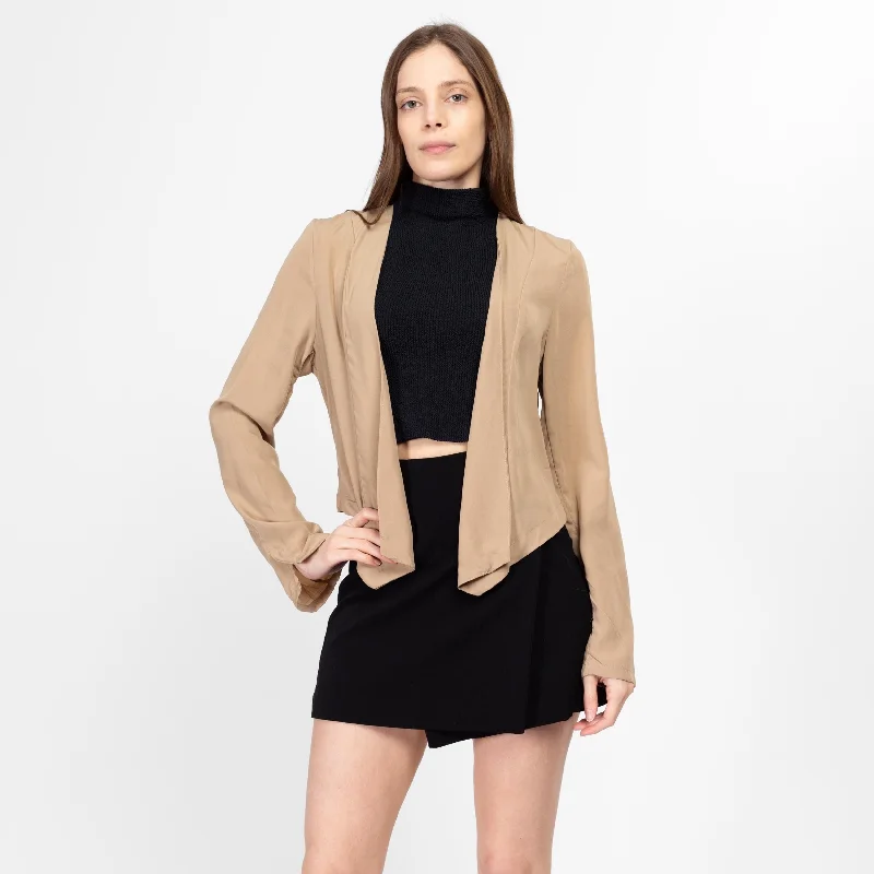 Large Y2K Tan Fringe Back Blazer Top Women's Fashion Blazer