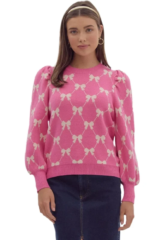 Sweetheart Bow Knit Sweater Thin Thick Dense