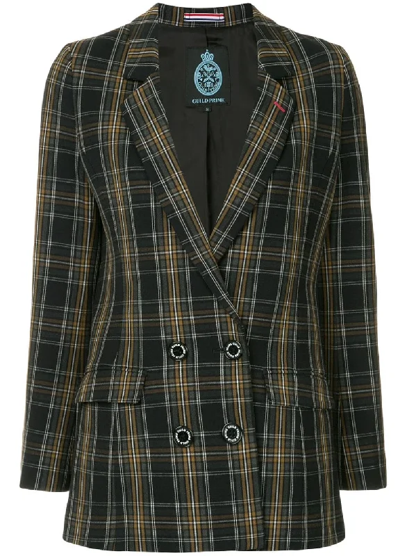 double breasted check blazer Women's Vintage Suit