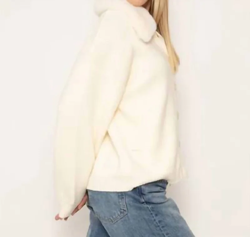 Nola Fur Oversized Cardigan In Crea Faux Fur Fabric Real Fur Fabric Shearling Fabric