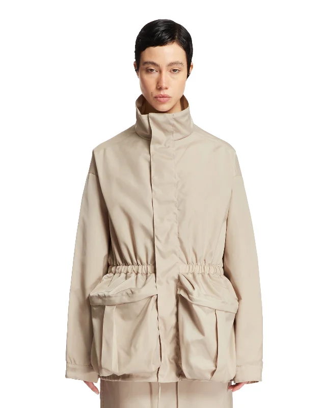 Parka Con Coulisse Beige Fashionable Fitted Parka Jacket