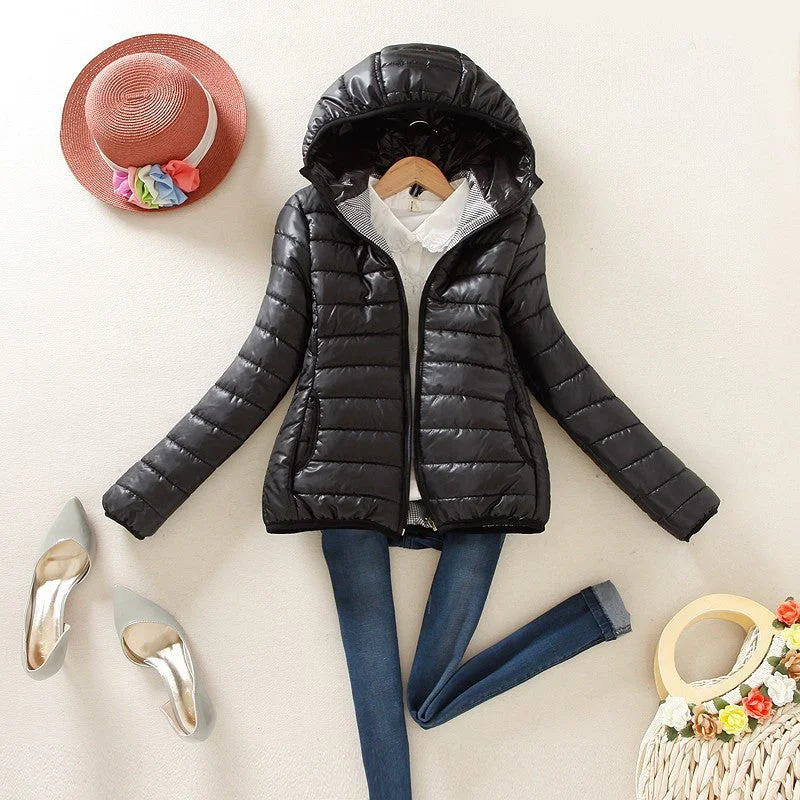 8-color Cotton Women Jacket Fashion Parka Women Coat Ladies Slim Short KJG-1105 High-Neck Zipper Parka Coat