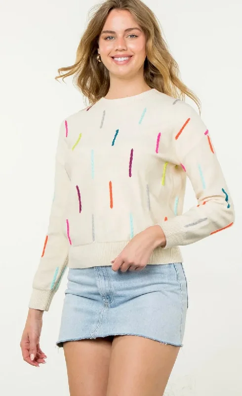 Knitted Detail Sweater Denim Fabric Leather Fabric Suede Fabric