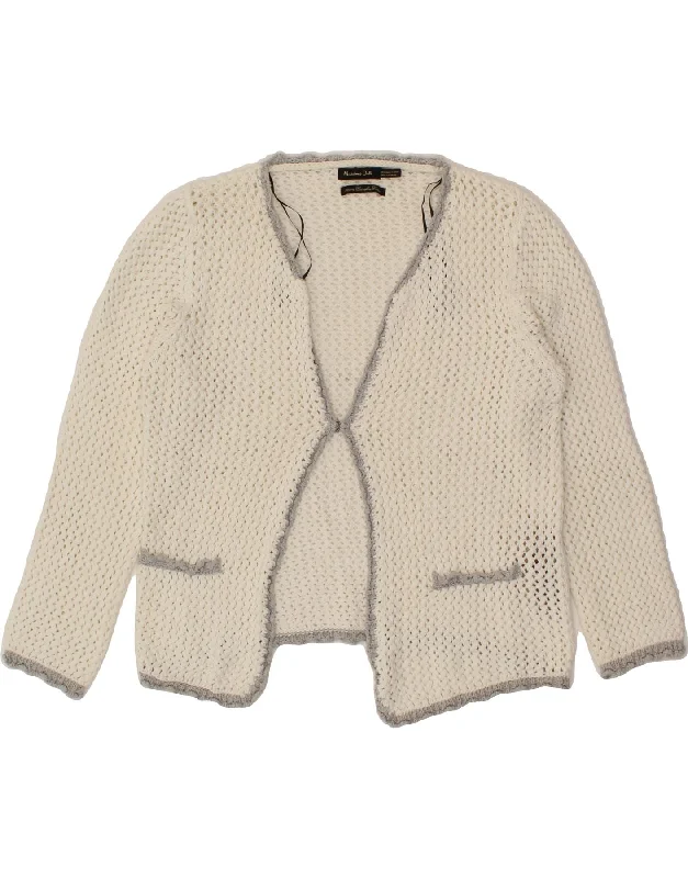 MASSIMO DUTTI Womens Crop Crochet Cardigan Sweater UK 12 Medium White Thin Thick Dense MASSIMO DUTTI Womens Crop Crochet Cardigan Sweater UK 12 Medium White Thin Thick Dense