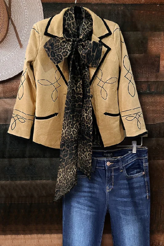 Boot Stitch Suede Blazer Women's Trendy Jacket