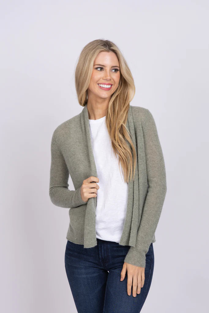 Green Heather Mini Cashmere Cardigan Faux Fur Fabric Real Fur Fabric Shearling Fabric