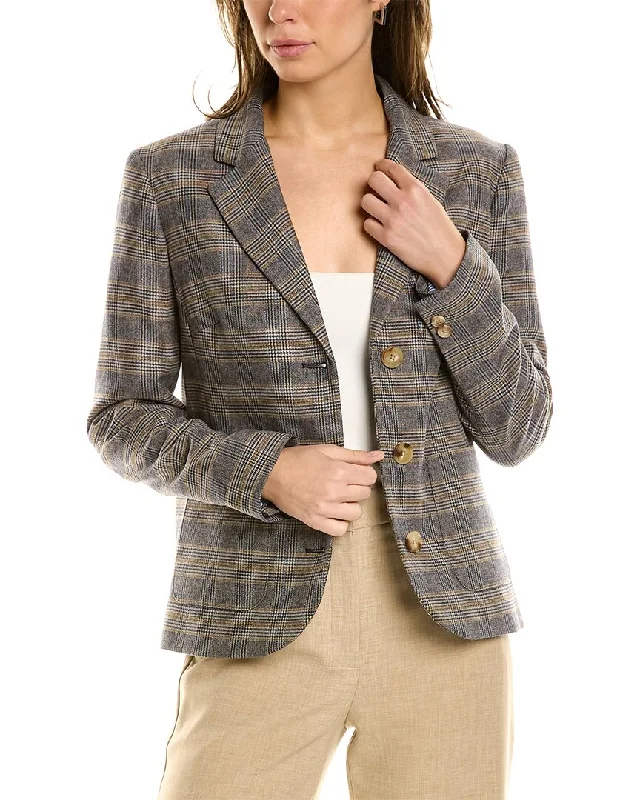 Brooks Brothers Plaid Wool-Blend Blazer Women's Print Jacket