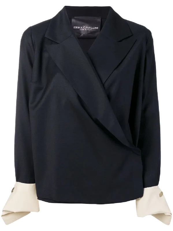 contrast cuff oversized blazer Women's Long Blazer