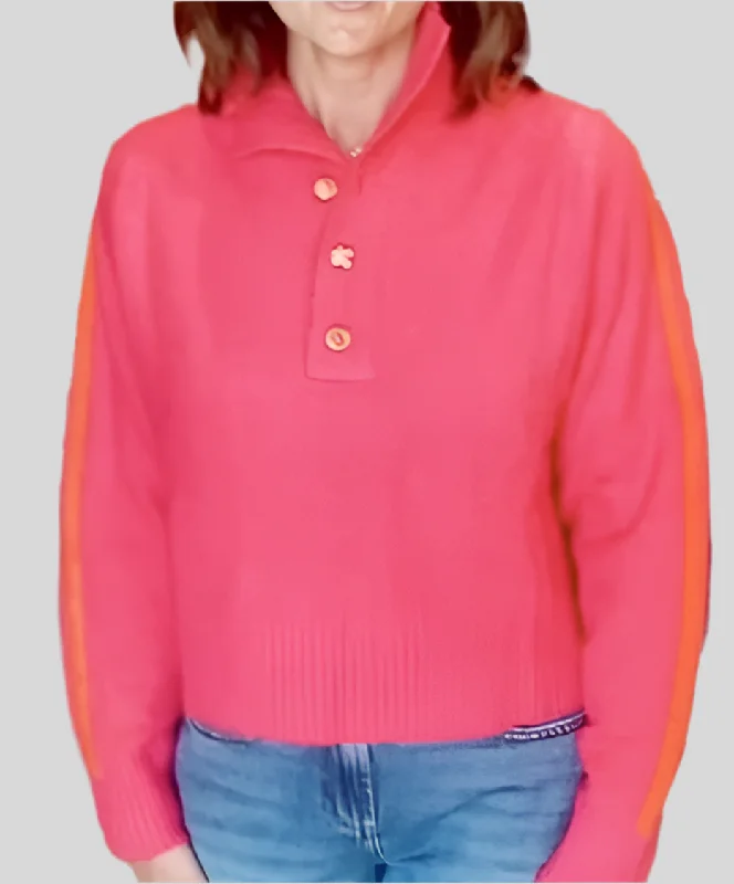 Half Button Sweater Zippered Front Buttoned Front Snap Front