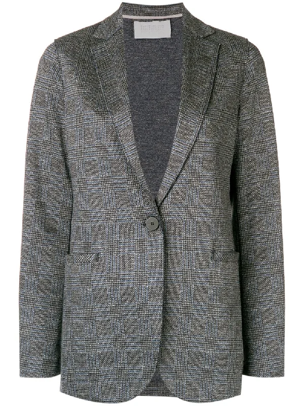 checked single-breasted blazer Women's Long Blazer