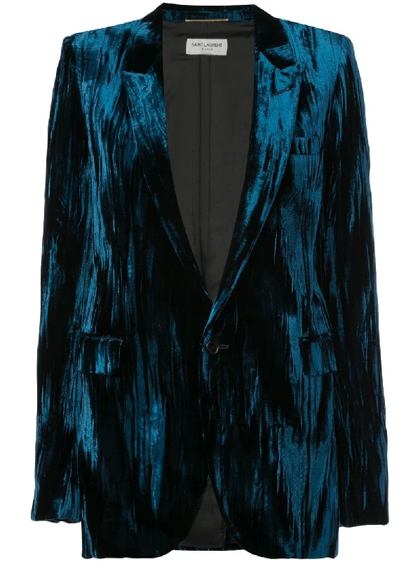 crinkled velvet one-button blazer Summer Women's Jacket