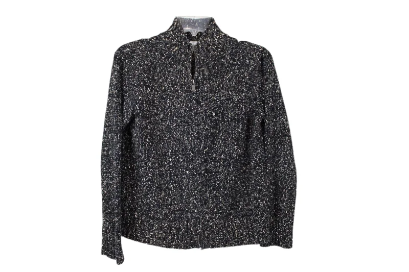 Liz Claiborne Black Zip Up Sweater | S Petite Lightweight Heavyweight Midweight