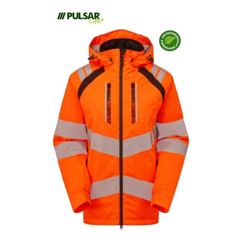 PULSAR Life Ladies Insulated Hi Vis Waterproof Parka Jacket Rail Spec LFE969 Casual Fleece-Lined Parka
