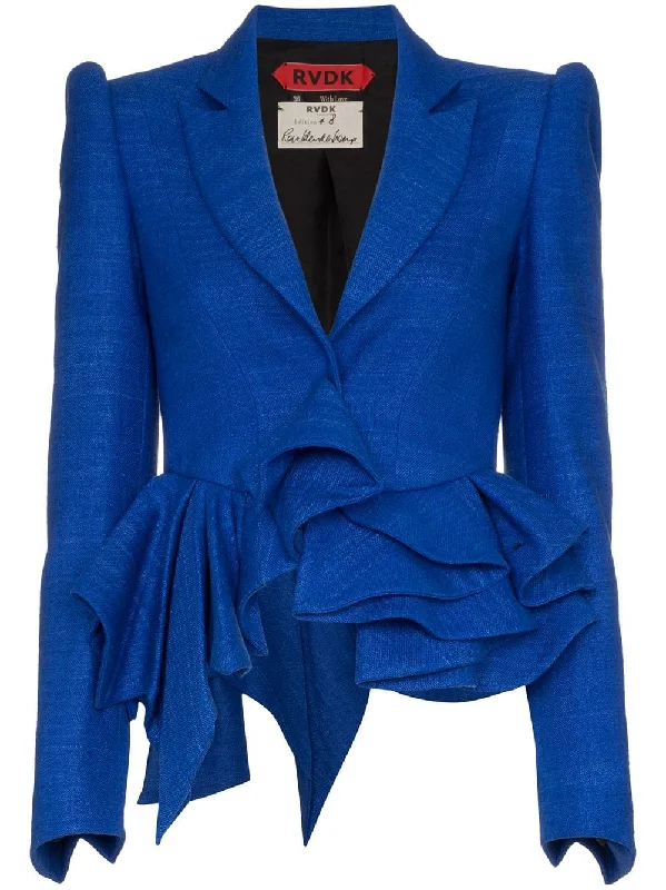 ruffle peplum silk blazer Women's Vintage Suit