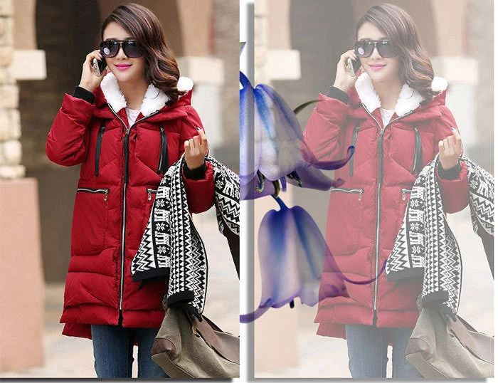 Women Coat Wine Red