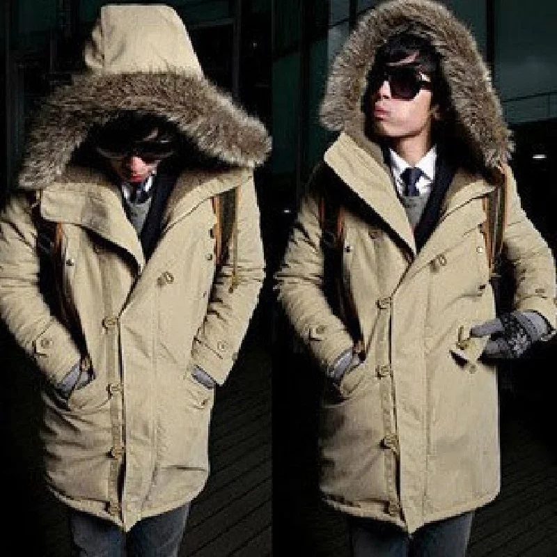 Men's Warm Overcoat Winter Coat Parka Cotton Jackets Thermal Padded Parka Jacket