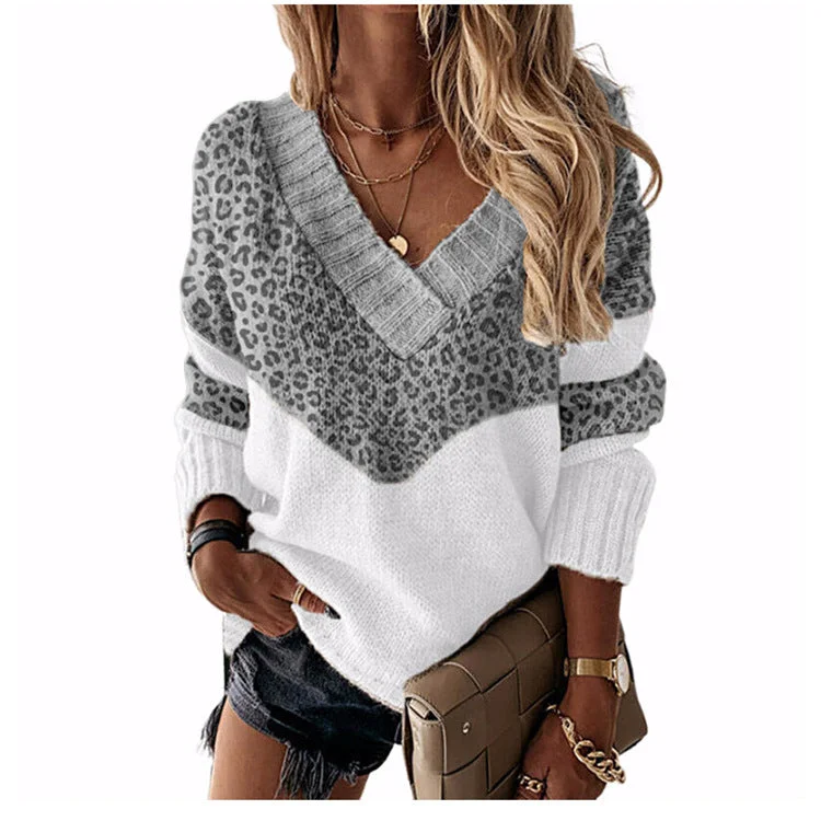 Color-blocking Striped Sweater Autumn And Winter Leopard Print New Style Velvet Chenille Corduroy Color-blocking Striped Sweater Autumn And Winter Leopard Print New Style Velvet Chenille Corduroy