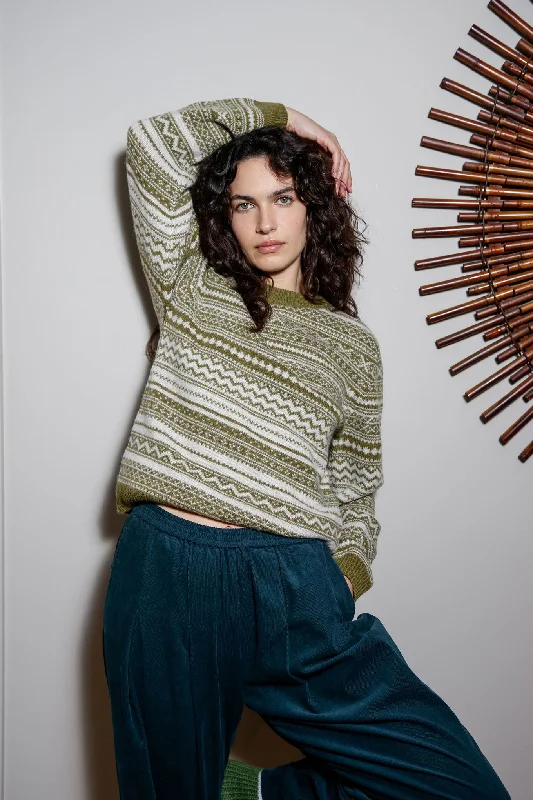 Tinsel Wool Jumper Green Glossy Satin Silk